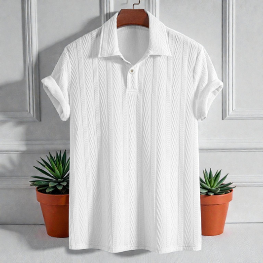 Knitted White Polo Shirt