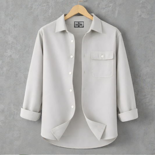 Ash Colour Single Pocket Full Sleeve Shirt