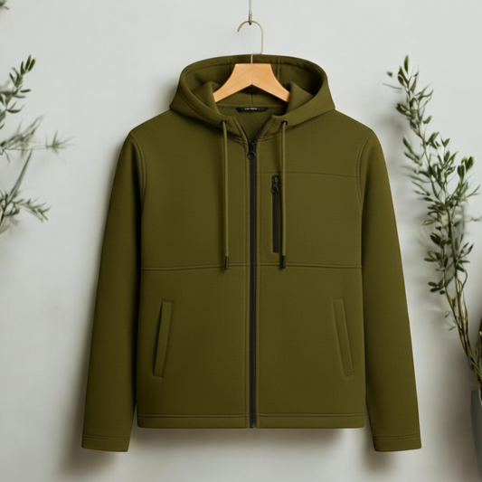 Olive - Men's Arms Full Zip Hooded Jacket
