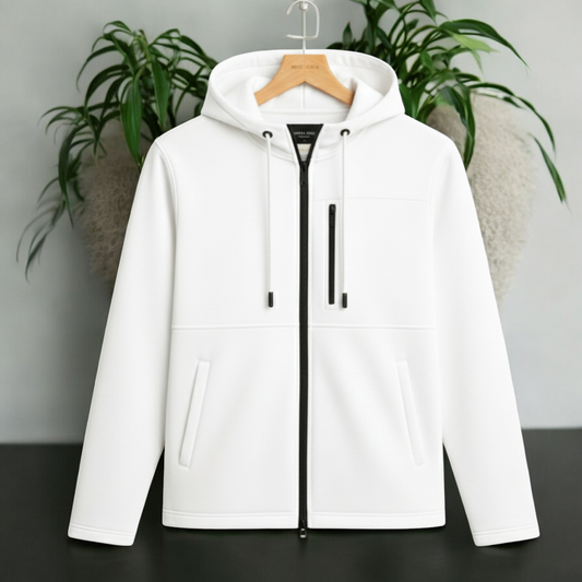 White - Men's Arms Full Zip Hooded Jacket
