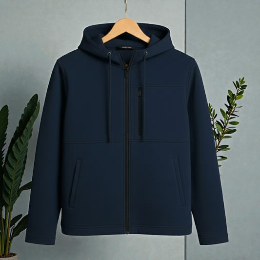 Navy Blue - Men's Arms Full Zip Hooded Jacket