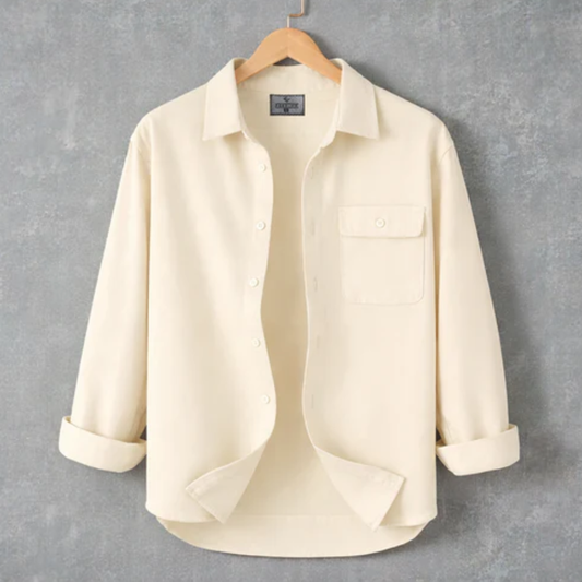 Cream Colour Single Pocket Full Sleeve Shirt