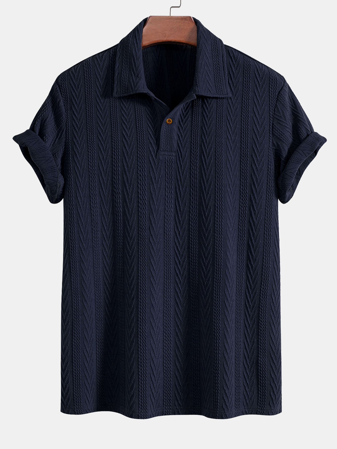 Knitted Navy Blue Polo Shirt
