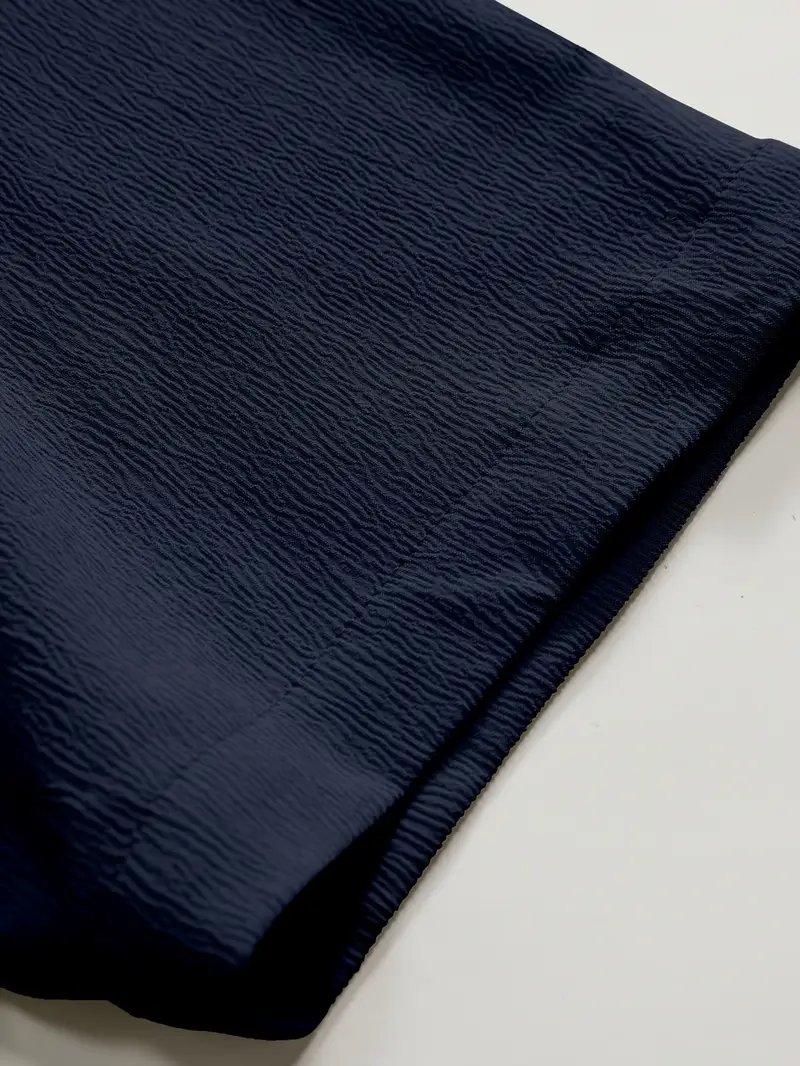 Saffron Cotton Navy Blue  Band Collar Solid Shirt