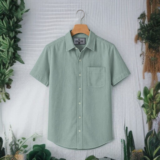 Light Green Colour Half Sleeve Cotton Shirt