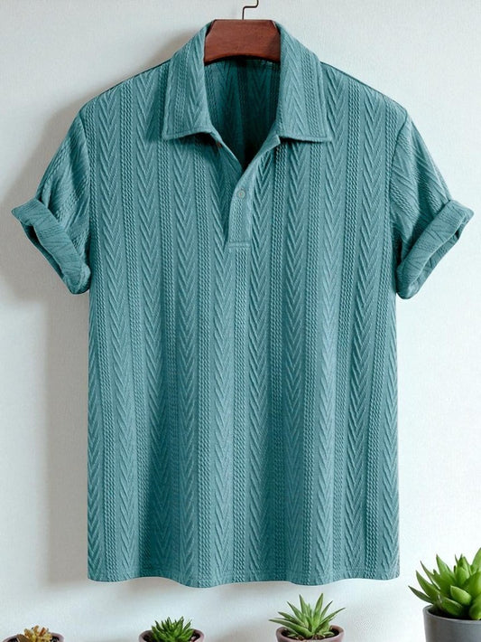 Knitted Turquoise Blue Polo Shirt