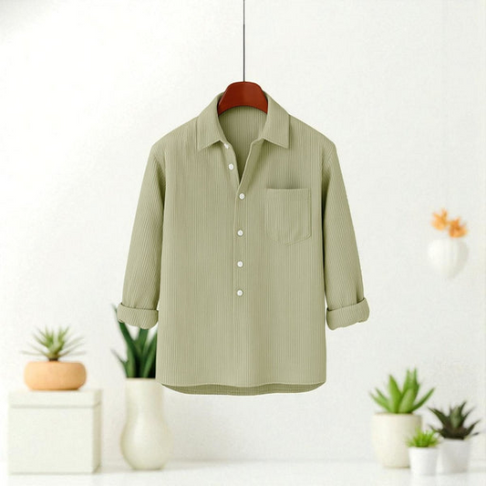 Light Moss Green Colour Luxury Full Sleeve Cord Katua Shirt