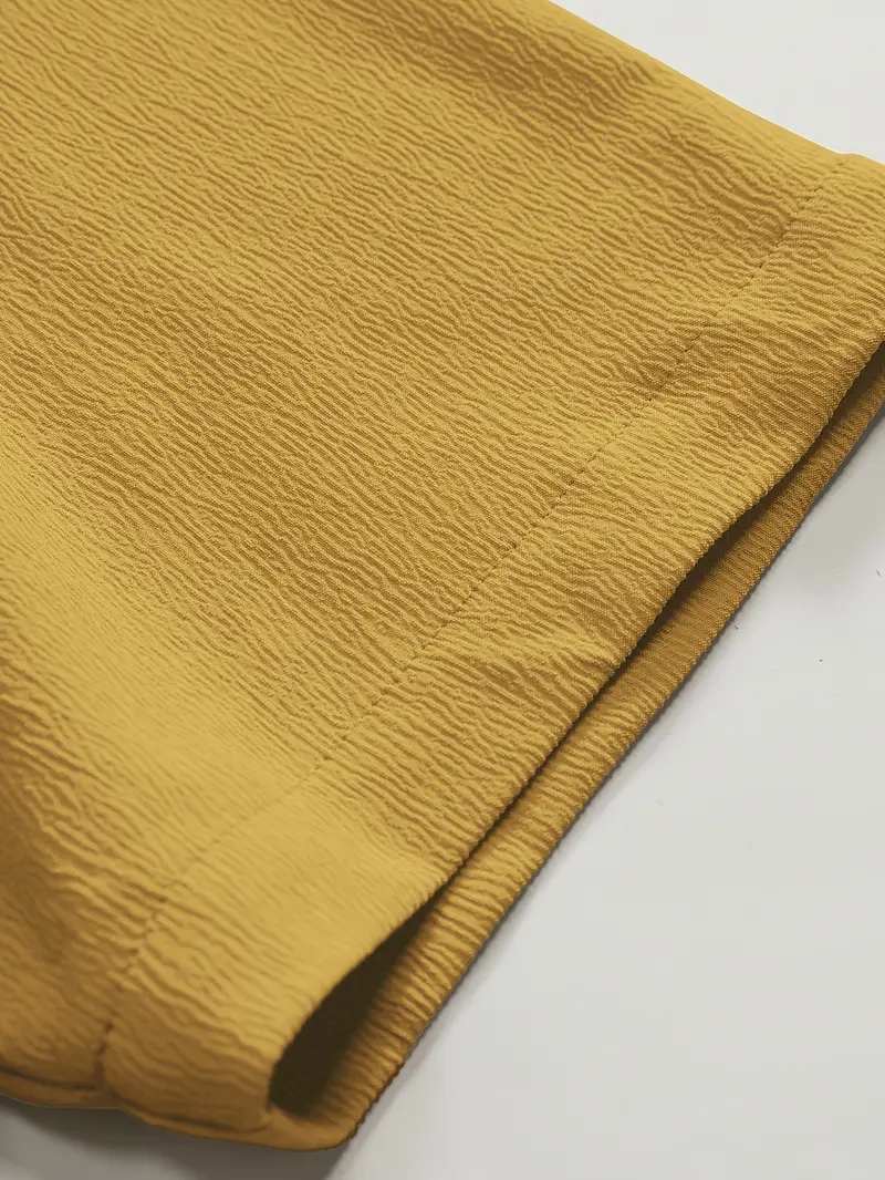 Saffron Cotton Mustard Yellow Band Collar Solid Shirt