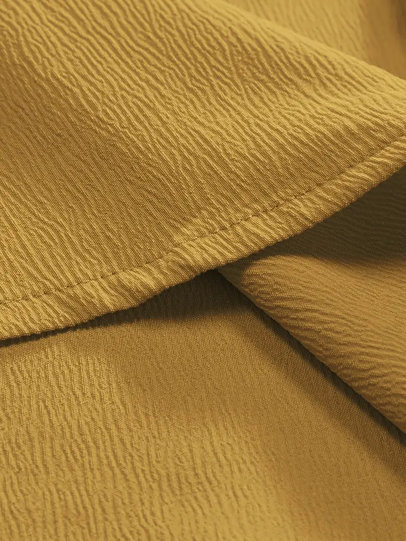 Saffron Cotton Mustard Yellow Band Collar Solid Shirt