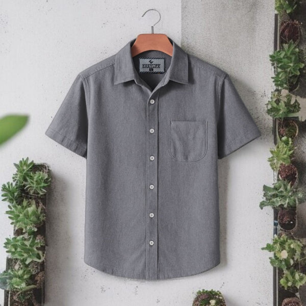 Lite Ash Colour Half Sleeve Cotton Shirt