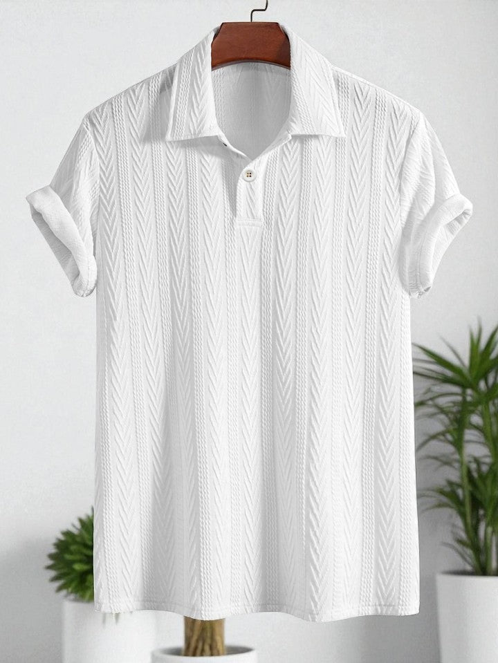 Knitted White Polo Shirt