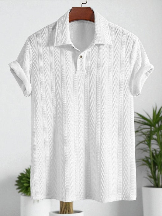 Knitted White Polo Shirt