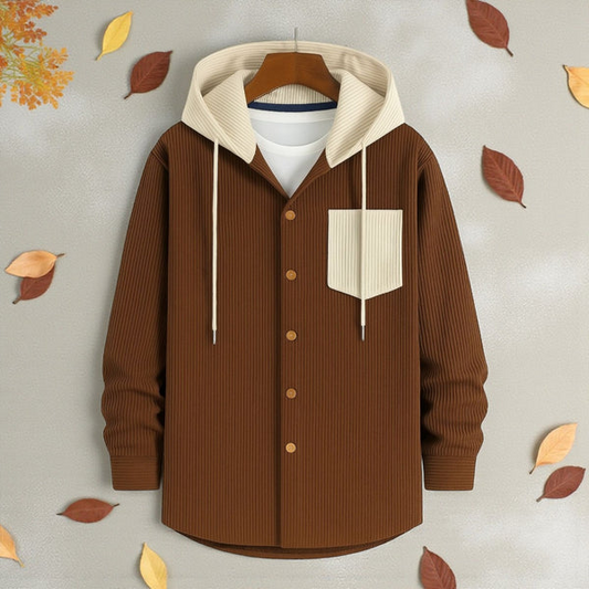 Lite Brawn-Men's casual corduroy hoodie jacket