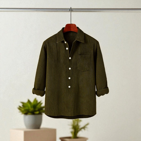Olive Colour Luxury Full Sleeve Cord Katua Shirt