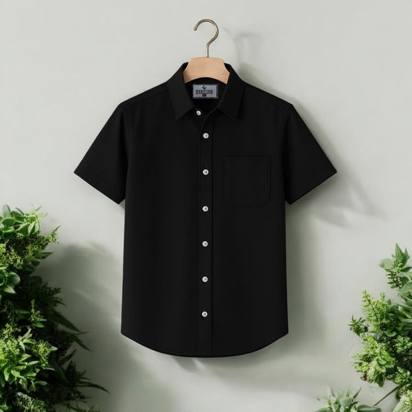 Black Colour Half Sleeve Cotton Shirt