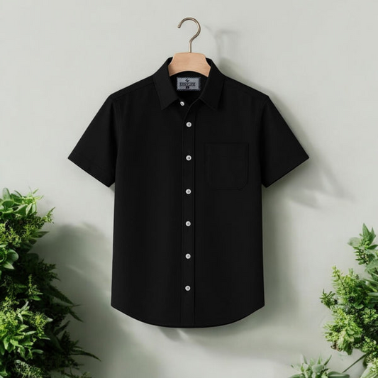 Black Colour Half Sleeve Cotton Shirt