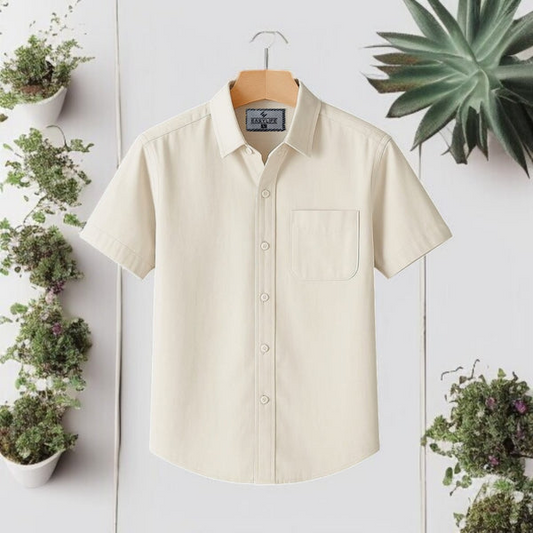 Cream Colour Half Sleeve Cotton Shirt