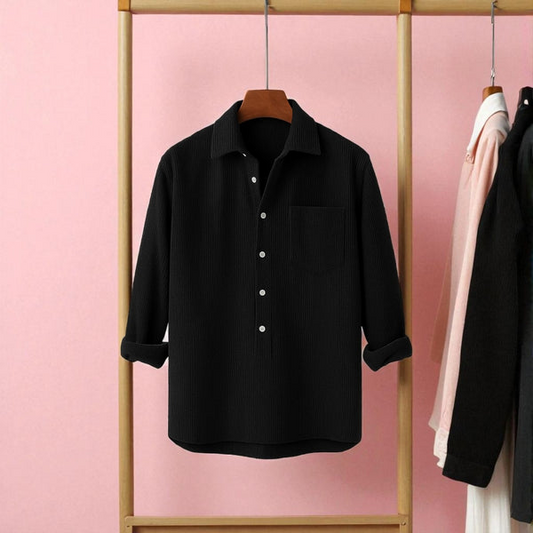 Black Colour Luxury Full Sleeve Cord Katua Shirt