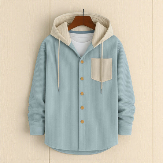 Light Sky-Men's casual corduroy hooded jacket