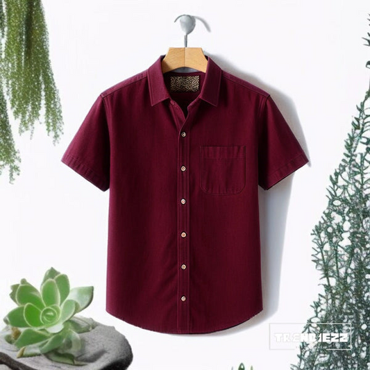 Maroon Half Sleeve Cotton Shirt
