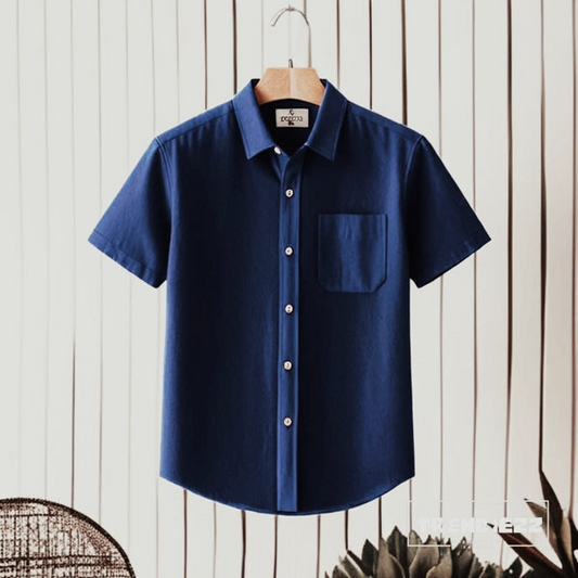 Navy Blue Colour Half Sleeve Cotton Shirt