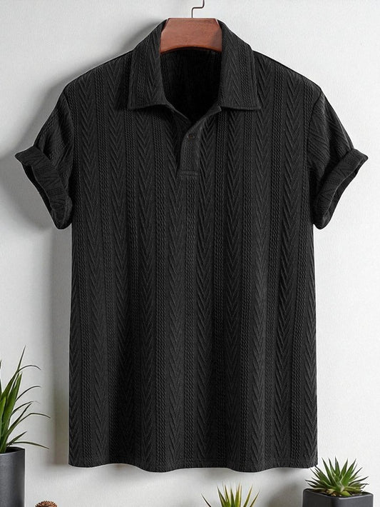 Knitted Black Polo Shirt