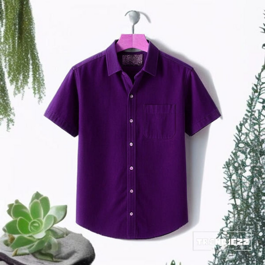 Purple Colour Half Sleeve Cotton Shirt