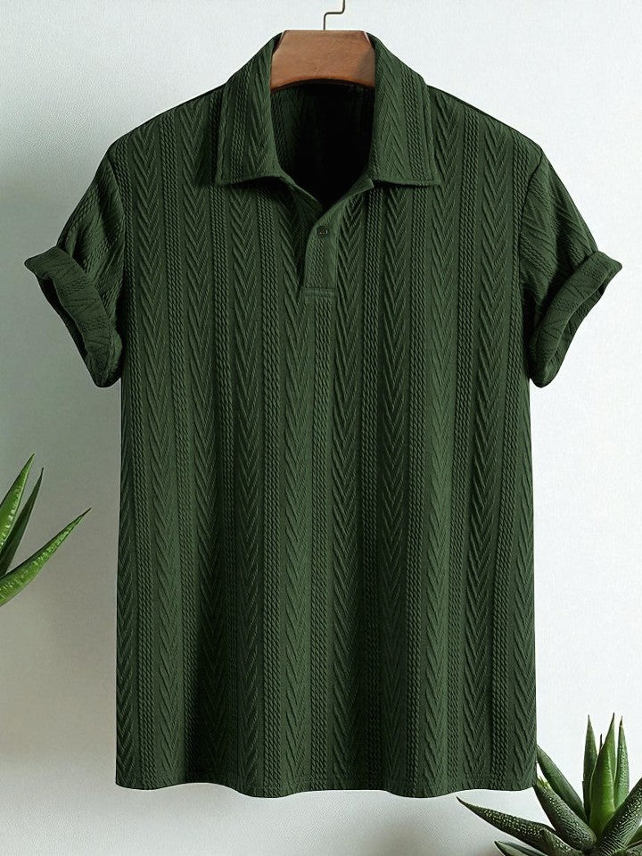 Knitted Bottle Green Polo Shirt