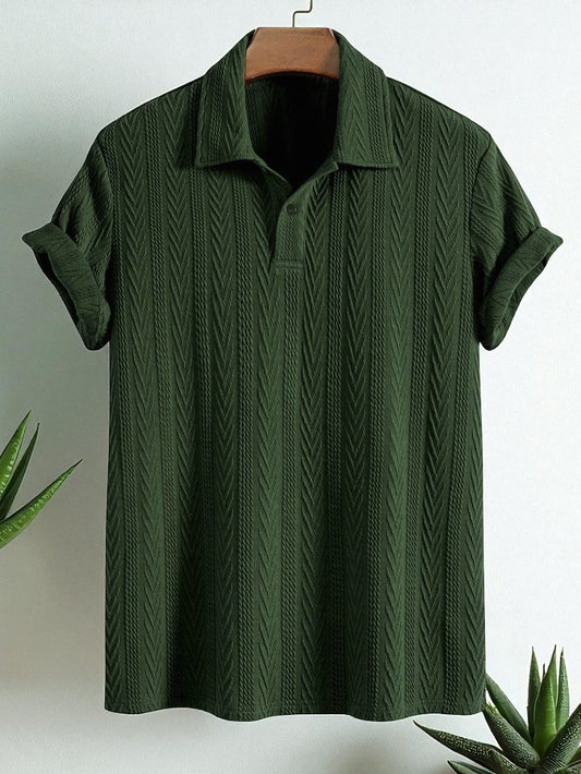 Knitted Bottle Green Polo Shirt