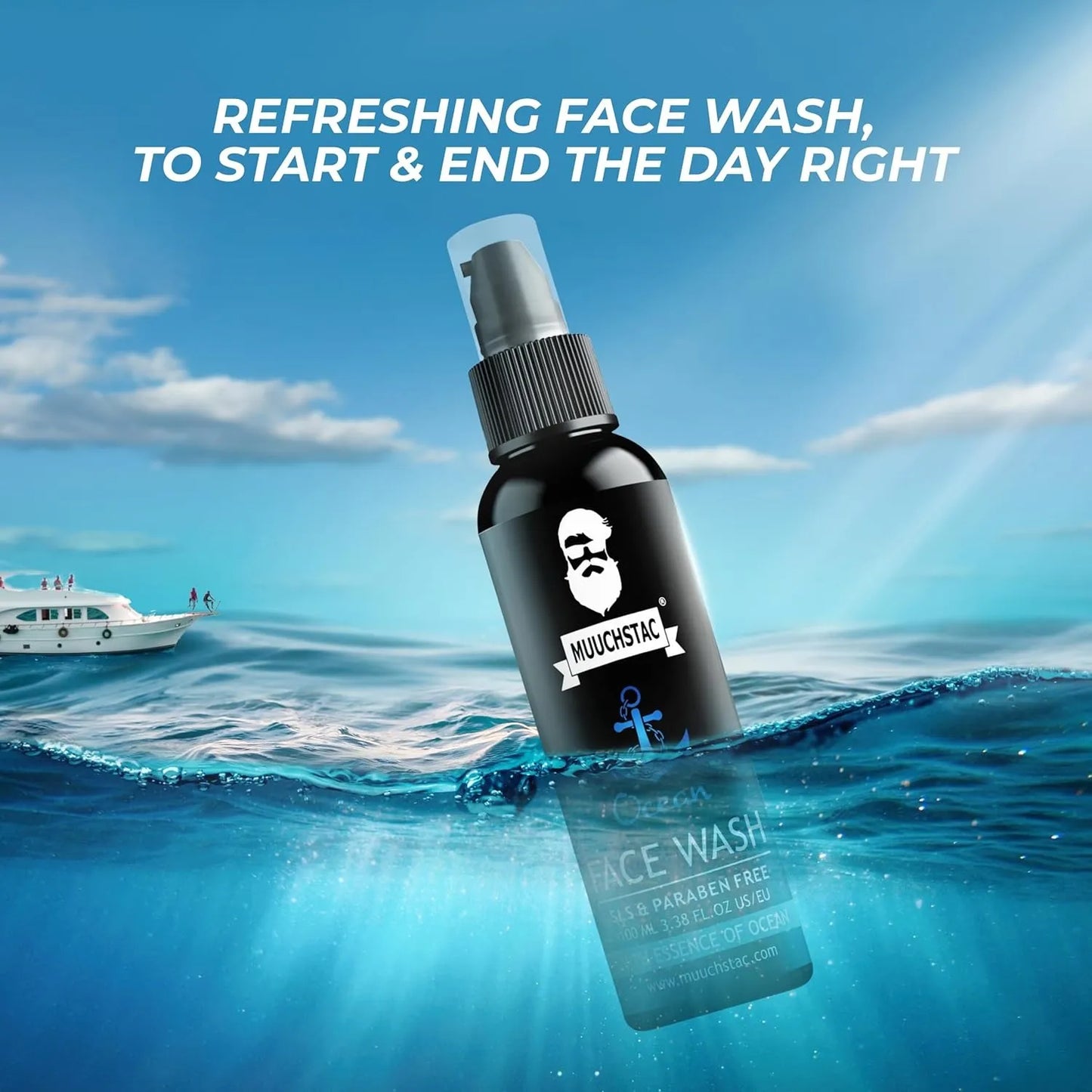 Muuchstac Ocean Face Wash | Fight Acne & Pimples, Brighten Skin, Clears Dirt, Oil Control, Refreshing Feel - Multi-Action Formula (100ml)
