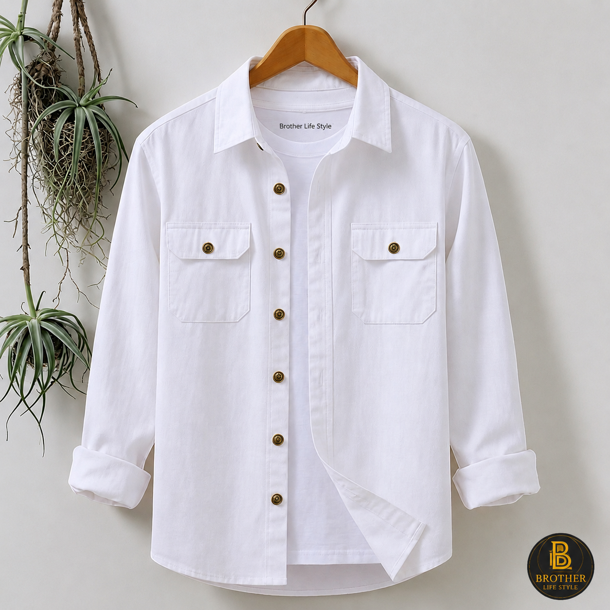 White Colour Two Pocket Full Sleeve Casual Shirt