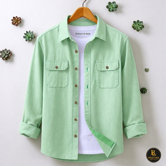Lemon Colour Two Pocket Full Sleeve Casual Shirt