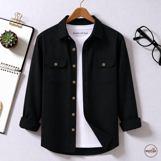 Black Colour Two Pocket Full Sleeve Casual Shirt