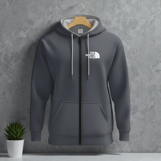 Deep Ash Blue Colour Luxuries Zipper Hoodie