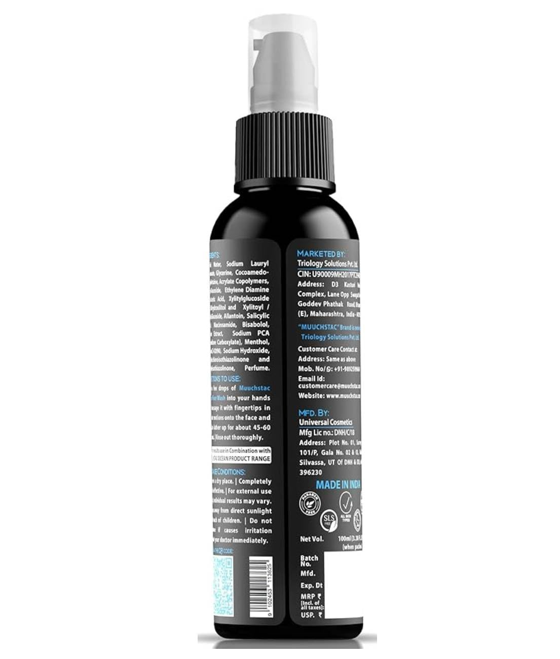 Muuchstac Ocean Face Wash | Fight Acne & Pimples, Brighten Skin, Clears Dirt, Oil Control, Refreshing Feel - Multi-Action Formula (100ml)