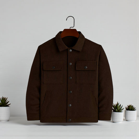 Men's casual corduroy jacket Dark Chocolate