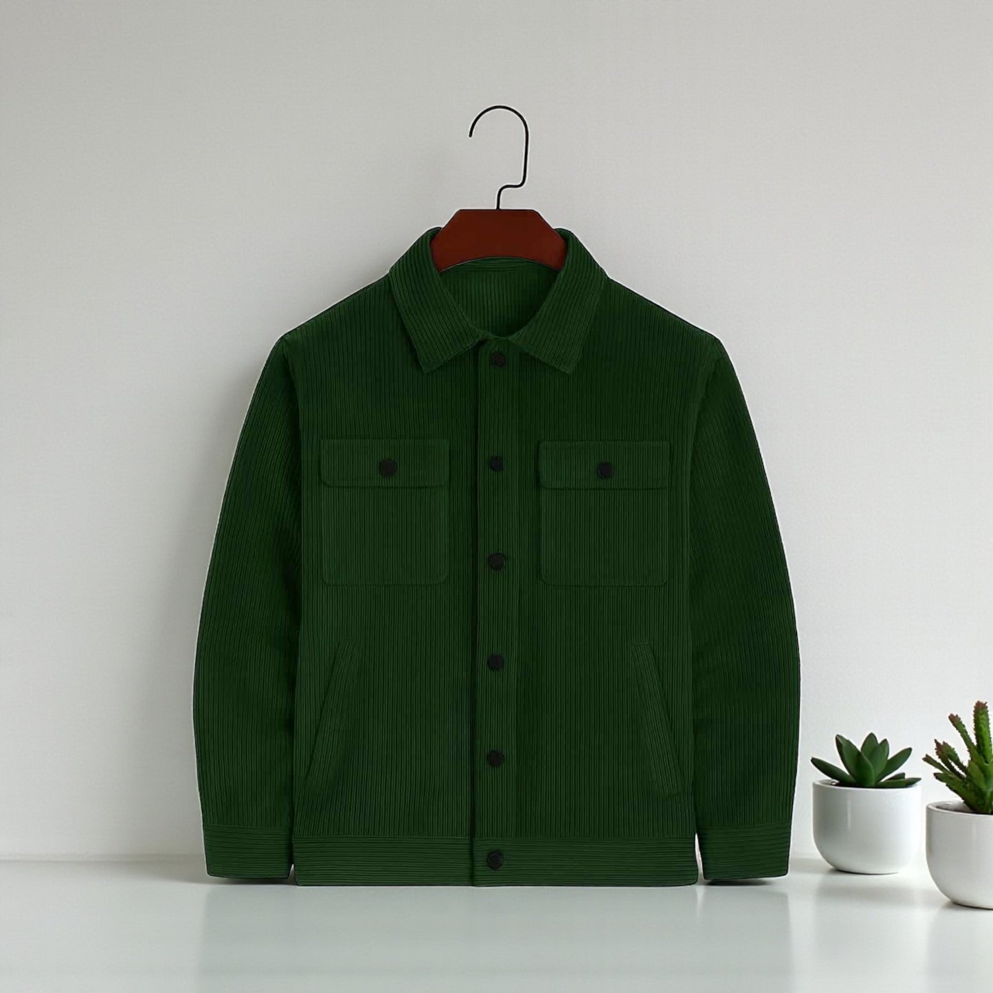 Men's casual corduroy jacket Bottle Green