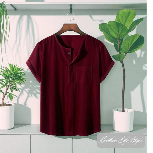 O-Nick Half Sleeve Katua Shirt Maroon Colour